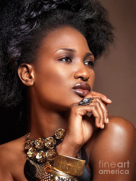 Beauty Portrait Of Black Woman Wearing Jewelry Photograph By Oleksiy