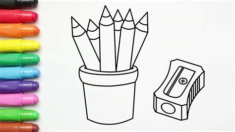 Pensil Warna Pelangi And Rautan ️ Menggambar Dan Mewarnai Dengan Crayon