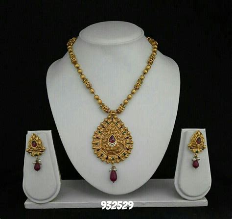 Indian Gold Plated Necklace Wedding Red Beads Oval Pendant Fashion