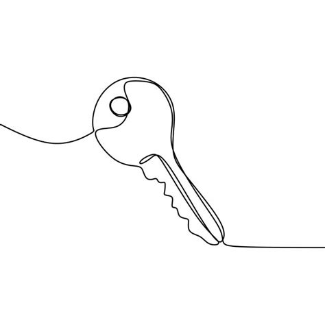 One Line Drawing Vector Hd Images One Line Drawing Of Key Sign Object