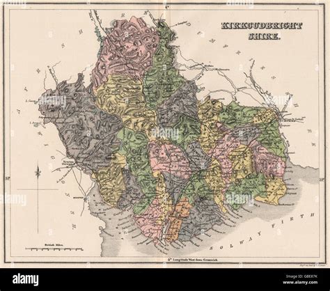 Kirkcudbrightshire Antique County Map Parishes Dumfries Scotland