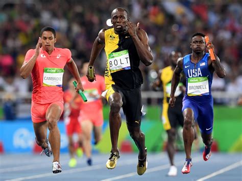 Usain Bolt Wins The Mens 4x100m Relay Final During The Athletics Event