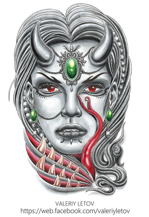 Demon Girl Tattoo Sketch By Valeriyletov On Deviantart