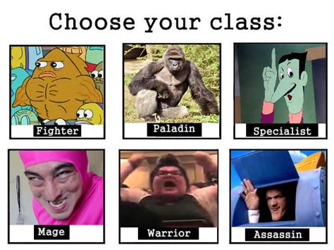 The Ultimate Team Choose Your Class Funny Gaming Memes Dark Humour