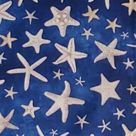 Starfish Fabric Blue Timeless Treasures Beach C1238 Quilters Cotton