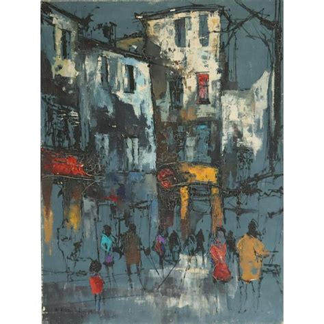 Mid Century Abstract Painting Of Paris Street Scene Chairish