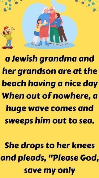 A Jewish Grandma And Her Grandson Are At The Beach Having A Nice Day