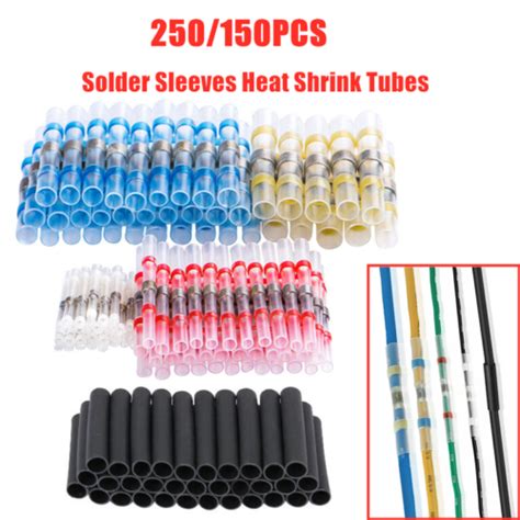 250150pcs Waterproof Solder Seal Heat Shrink Tube Butt Wire Terminal