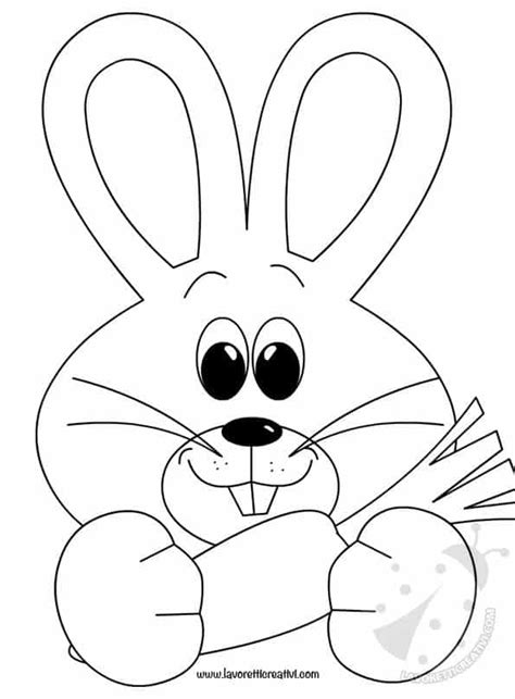 Disegno coniglietto con cuore da colorare. Addobbi di Pasqua - Coniglio con carota Lavoretti Creativi
