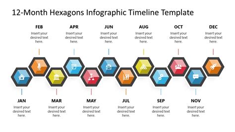 12 Month Hexagons Infographic Timeline Template For Powerpoint Slidemodel