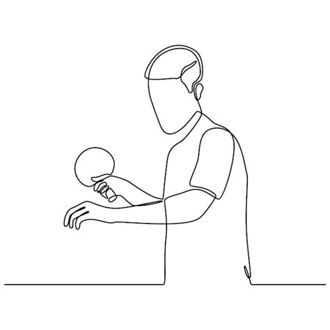 Premium Vector Continuous Line Drawing Of Young Male Table Tennis