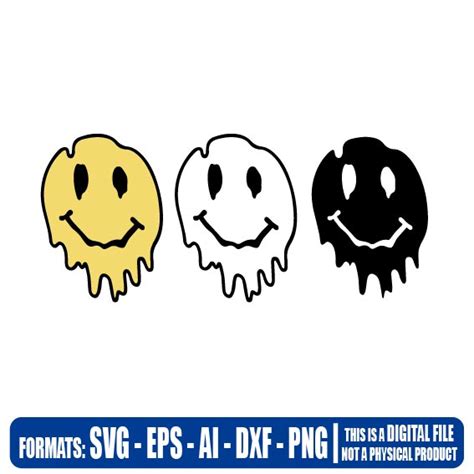 Melting Smiley Face Dripping Smiley Face Svg Happy Face Svg Smiley
