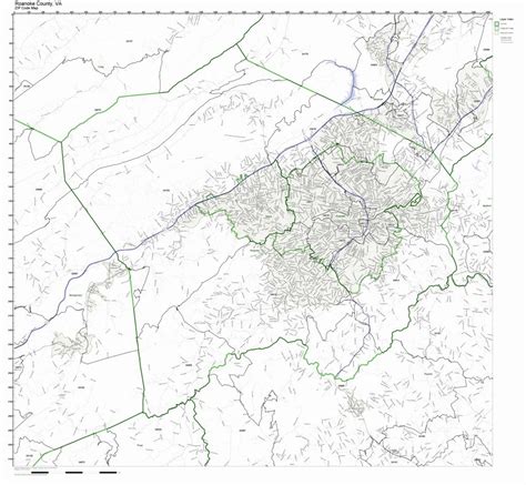 Roanoke County Virginia Va Zip Code Map Not Laminated