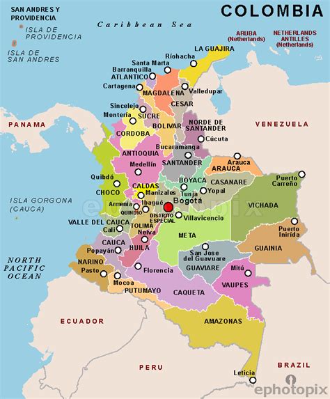 Colombia Departments Map Mapa De Colombia Division Politica Colombia
