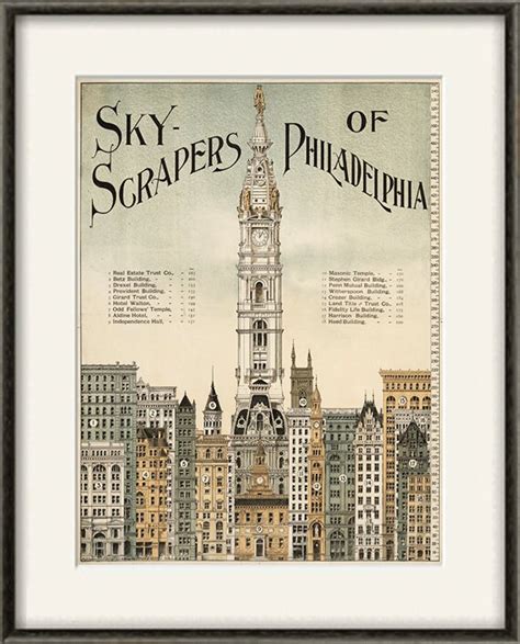 Skyscrapers Philadelphia Art Print Poster Old Prints Wall