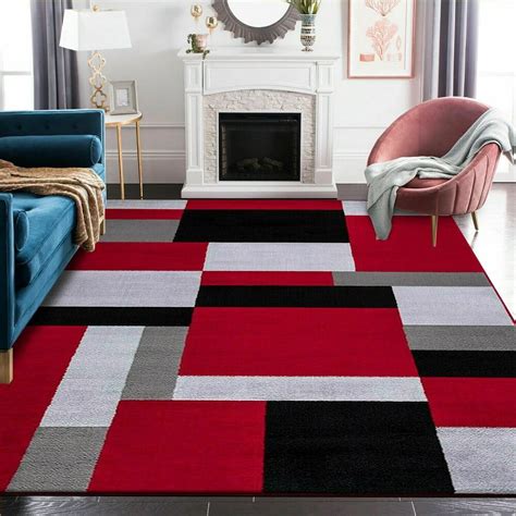 Modern Large Rugs Red 160 x 230 CM £99.99 | Rugs in living room, Red