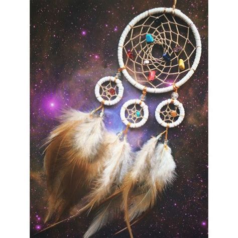 White Four Ring Dream Catcher With Natural By Dreampeacepositivity
