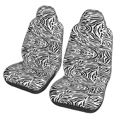 xmxt 2pcs car seat cover decor protector zebra monochrome print front seat covers for cars suvs