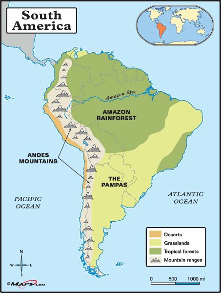 Physical Map Of South America Very Detailed Showing The Amazon