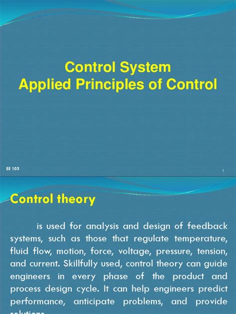 Control System Applied Principles Of Control Pdf Control Theory