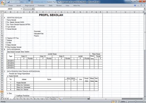 Profil smp negeri 3 tarakan #profilsekolah #smp #kebudayaan tag: Contoh Profil Sekolah Format Excel - Berkas Edukasi