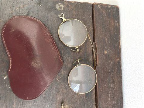 14k solid gold antique round wire rim reading glasses 1800s w case pince nez ebay