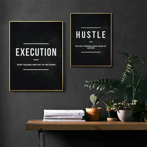 Grind Hustle Execution Wall Art Canvas Prints Office Decor