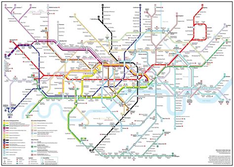 Detailed London Underground Tube Map Art Silk Print Poster From