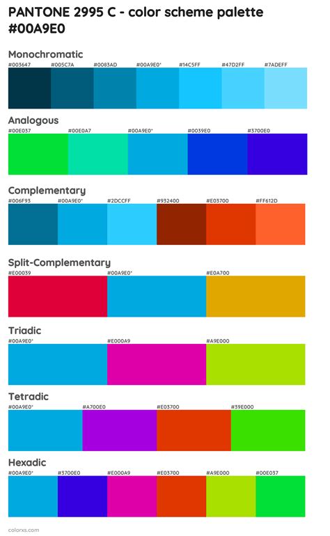 Pantone 2995 C Color Palettes And Color Scheme Combinations