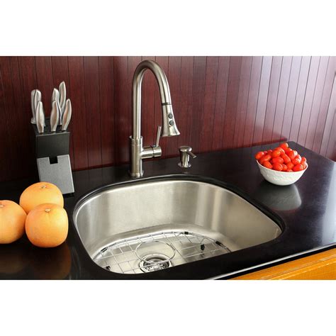 Undermount 1 Bowl Kitchen Sink And Faucet Combo W Strainer Grid Soap