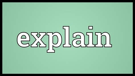 Explain Meaning - YouTube