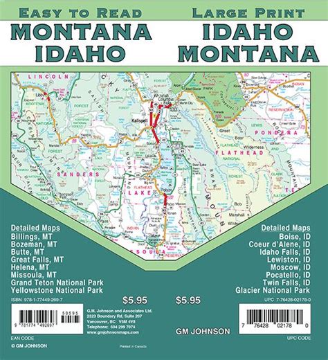 Idaho Montana State Map Gm Johnson Maps
