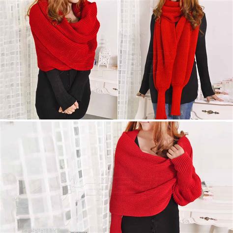 Trendy Knitted Sweater Scarf With Sleeves Odells House