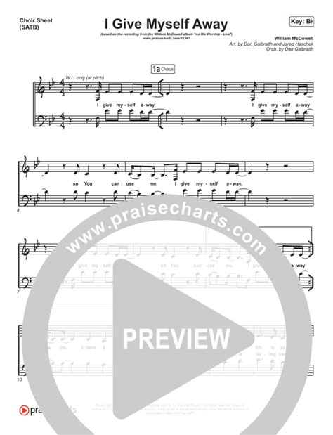 I Give Myself Away Sheet Music Pdf William Mcdowell Praisecharts