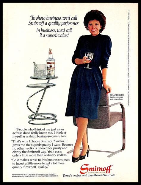 1983 Smirnoff Vodka Alcohol Vintage Print Ad Polly Bergen Businesswoman Actress Smirnoff Vodka