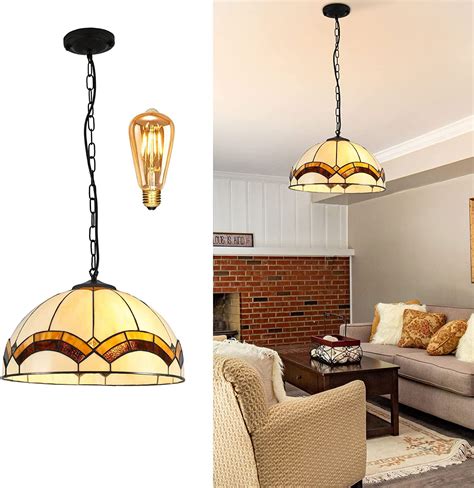 miumaeov tiffany baroque stained glass round hanging pendant light dinging ceiling lamp