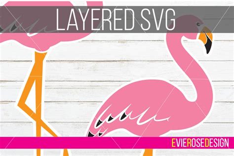 flamingo clipart and cut file set includes layered svg