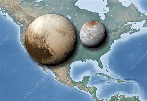 Pluto And Charon Compared To Earth Stock Image C0284857 Science