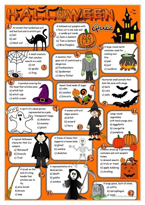 Multiple choice printable trivia questions. Halloween quiz | Halloween worksheets, Halloween quiz ...
