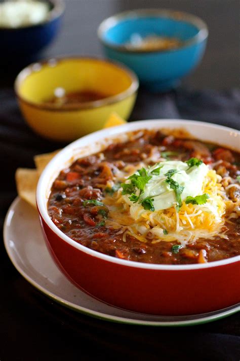 A robust and hearty classic that never goes out of style. Black Bean Salsa Chili With Avocado Cream | The Curvy Carrot