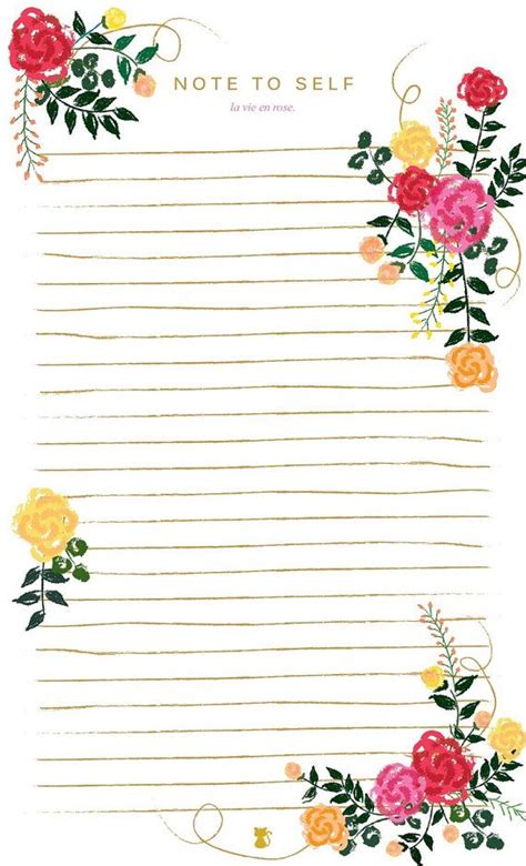 La Vie En Rose Floral Lined Notepad To Do List Notes Home Office