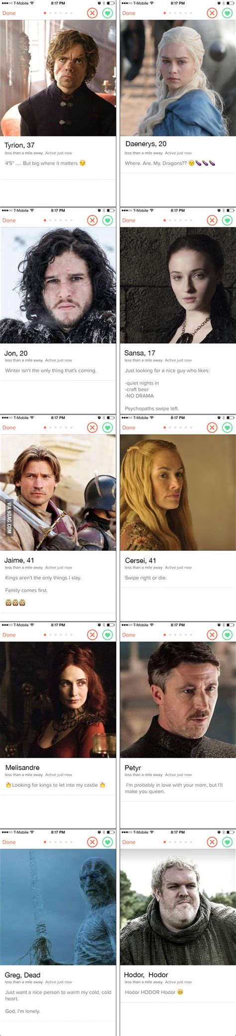10 profiles for game of thrones characters if they had dating app gaming got characters