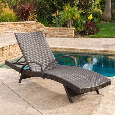 Noble House Anthony Outdoor Wicker Adjustable Chaise Lounge With Arms