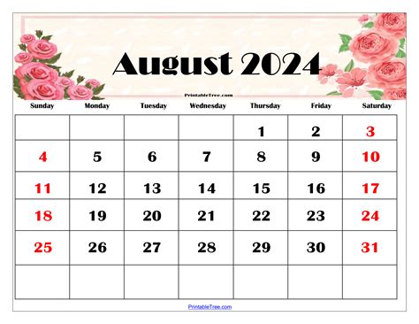 Blank August 2024 Calendar Printable Pdf Bamby Carline
