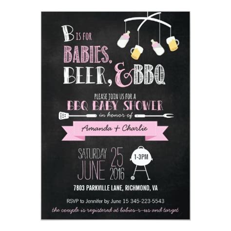 Pink Babies Beer And Bbq Baby Shower Invitation Zazzle