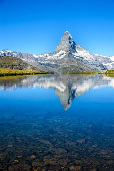 Stellisee Beautiful Lake With Reflection Of Matterhorn Zermatt