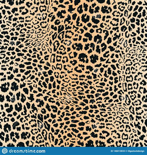 Leopard Print Seamless Background Pattern. Black And White Cartoon