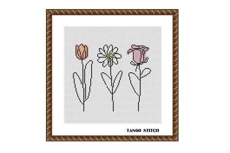 Abstract Flowers Cross Stitch Pattern Graphic By Tango Stitch