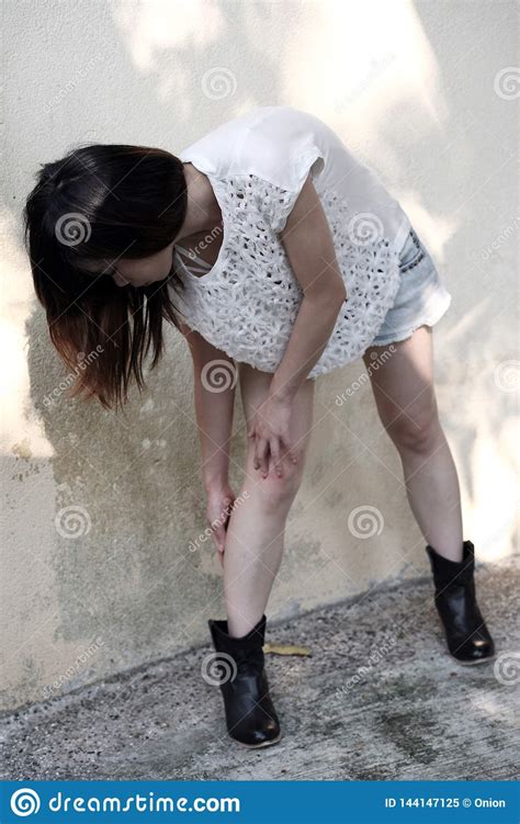 Beautiful Asian Woman Bending Over Stock Image Image Of Cool Boots