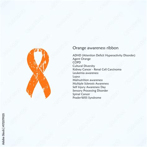 Orange Painted Awareness Ribbon Adhd Attention Deficit Hyperactivity